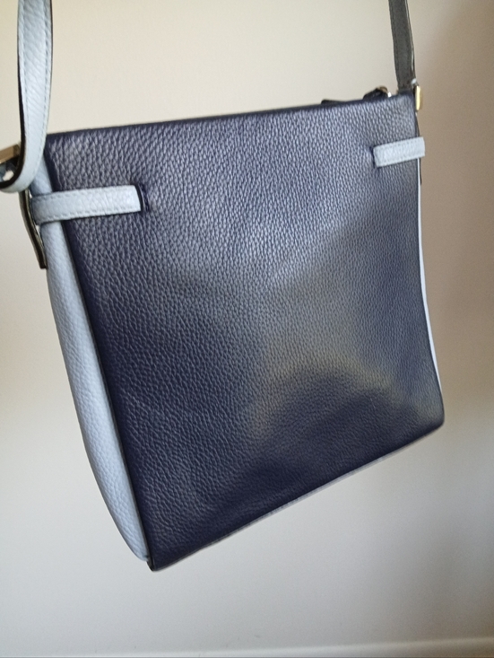 Kate Spade- Navy Blue/Light Blue-Two-toned-Pebbled Leather-Crossbody Bag - Picture 14 of 15